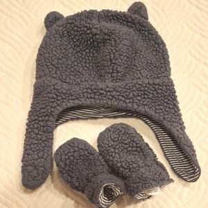 Baby Boy Winter Sherpa Beanie And Mittens
